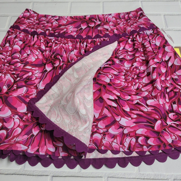 Kika Vargas Mum Floral Scallop Edge Wrap Mini Skirt w/ Pockets Women's Size 4 - Picture 3 of 9